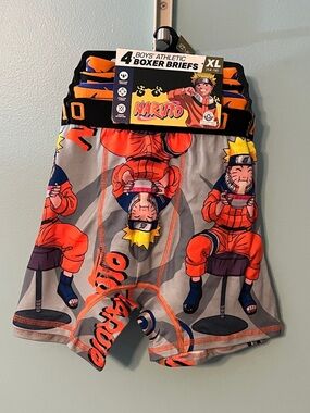 Naruto Boys' Athletic Boxer Briefs - Orange & Gray, XL